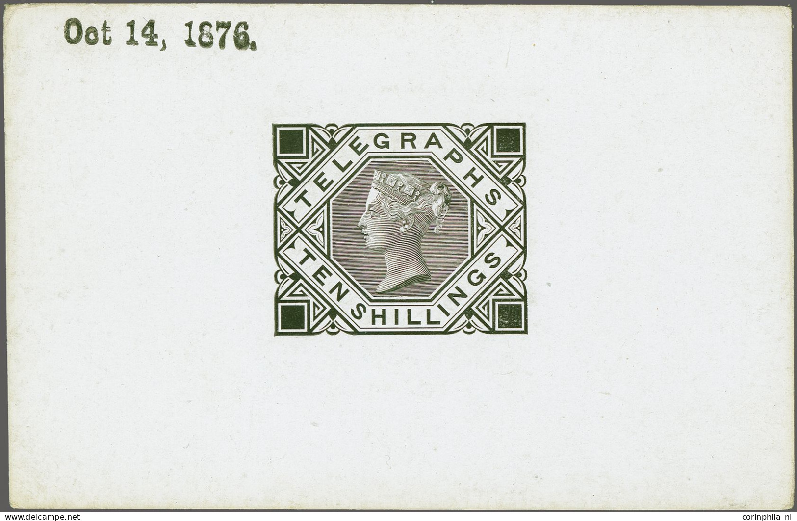 1876 10s. Die Proof, A Fine To Very Fine Example (some Hinge Remainders) Printed In Black On White Glazed Card (93x60) W - Oficiales