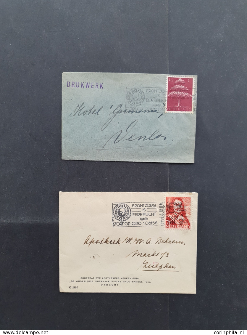 Cover Frontzorg 1944-1945, vignet and over 100 covers with Machine cancel Frontzorg is Eereplicht (various places) in en