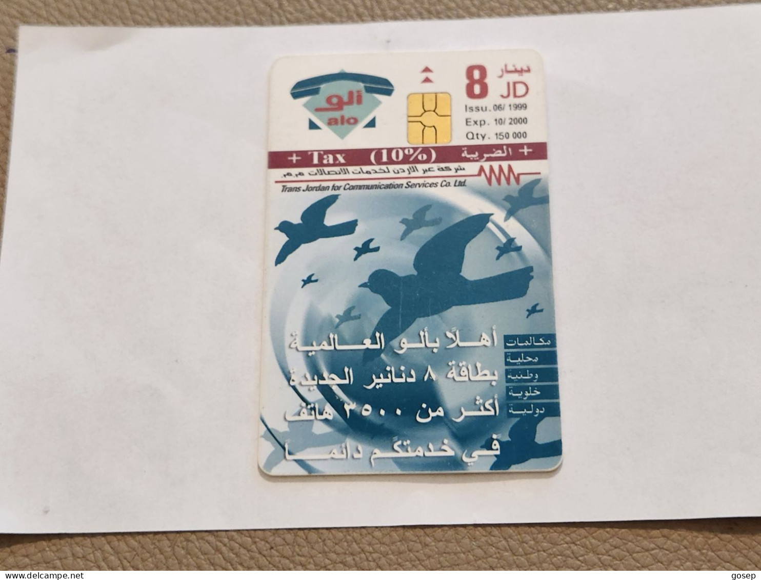 JORDAN-(JO-ALO-0052B)-Welcome To Alo-(171)-(3400-291523)-(8JD)-(10/2000)-used Card+1card Prepiad Free - Jordania