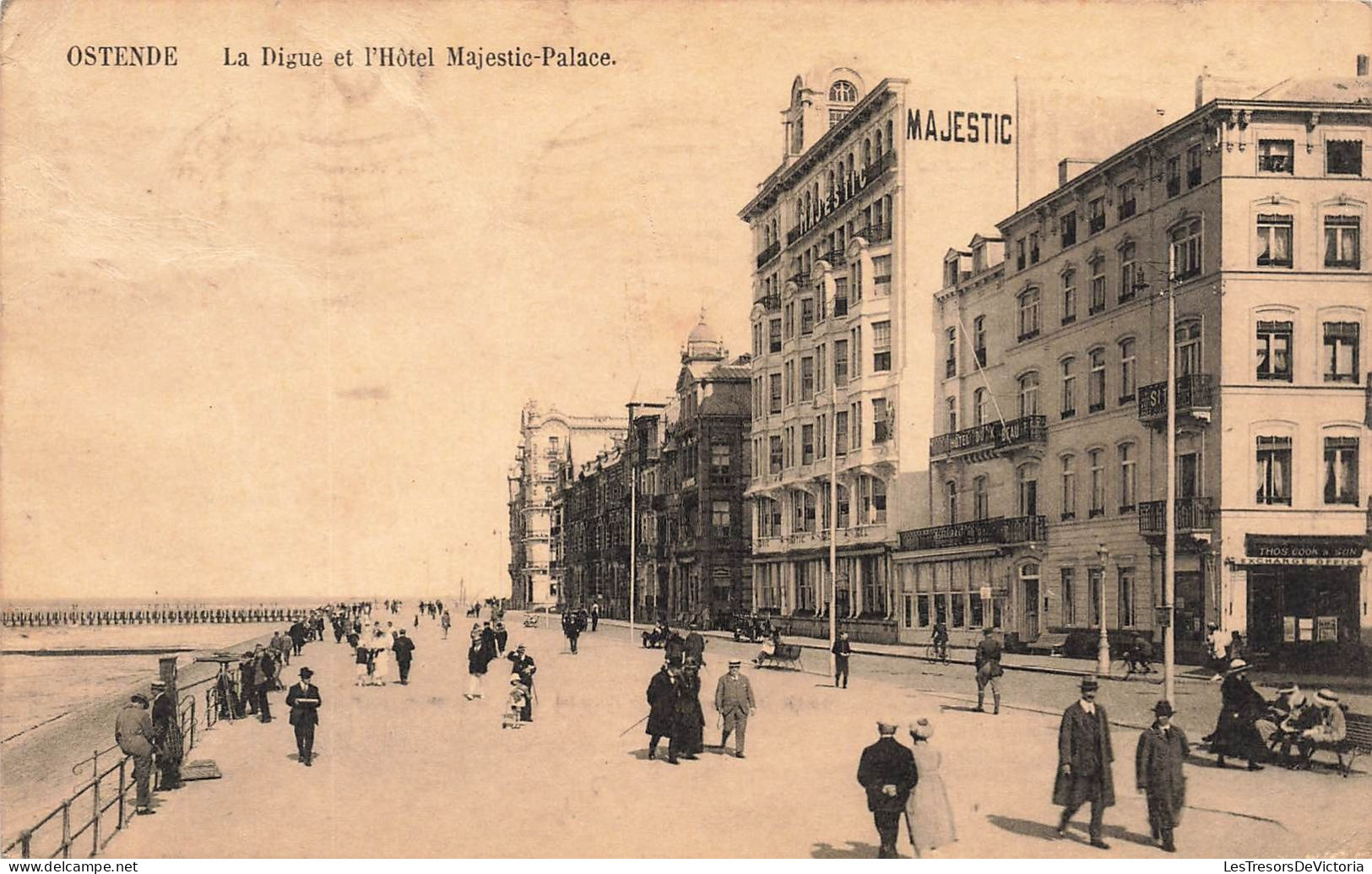 BELGIQUE - Ostende - La Digue Et L'hôtel Majestic-Palace - Carte Postale Ancienne - Oostende