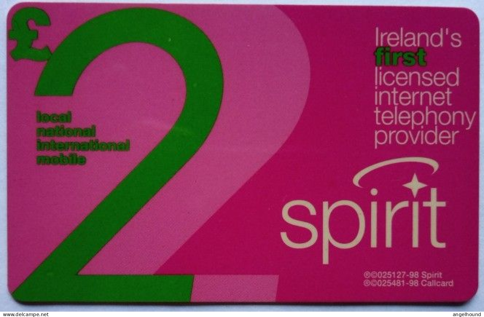 Ireland £2 Prepaid - Spirit  ( Ireland's First Licensed Internet TELEPHONY PROVIDER ) - Irlande