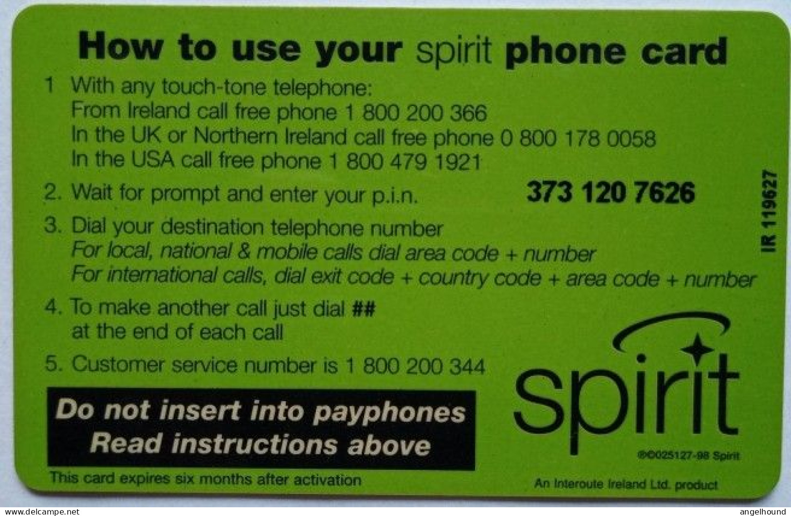 Ireland £2 Prepaid - Spirit  ( Ireland's First Licensed Internet TELEPHONY PROVIDER ) - Ireland