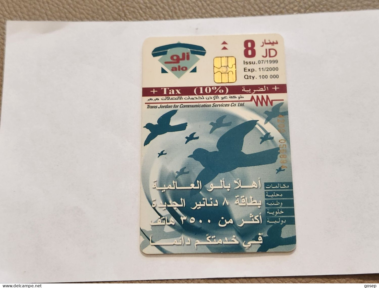 JORDAN-(JO-ALO-0052B)-Welcome To Alo-(172)-(4200-056894)-(8JD)-(11/2000)-used Card+1card Prepiad Free - Jordan