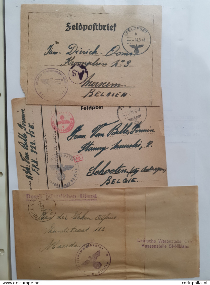 Cover Flemish and Walloon Legions, including approx. 30 covers mainly fieldpost including 2 parcel post labels from Maas