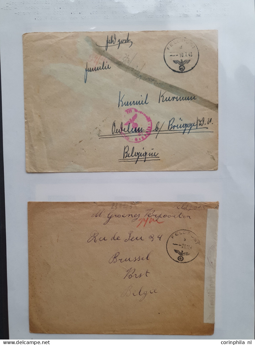 Cover Flemish and Walloon Legions, including approx. 30 covers mainly fieldpost including 2 parcel post labels from Maas