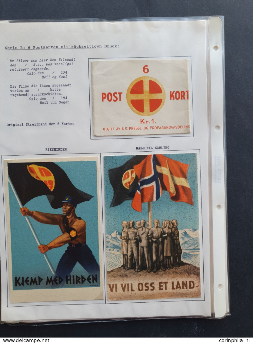 Cover collection of 20 Scandinavian SS Volunteer Legion propaganda cards (Norway, Denmark, Sweden (1x) and Finland (1x)