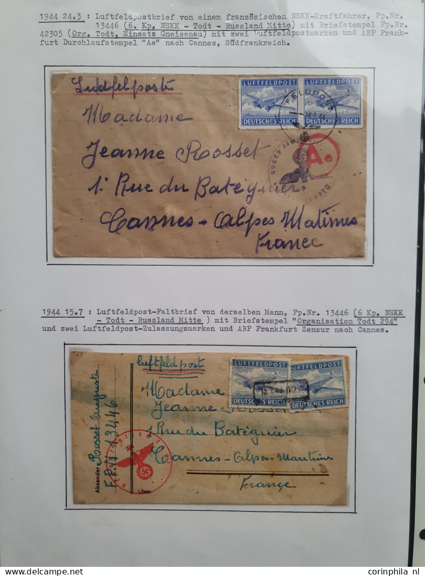 Cover , Airmail French volunteers fieldpost (24 covers/postcards) including Legion Tricolore,  Legion of French Voluntee