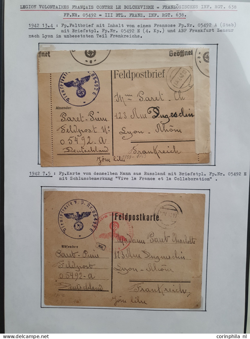 Cover , Airmail French volunteers fieldpost (24 covers/postcards) including Legion Tricolore,  Legion of French Voluntee