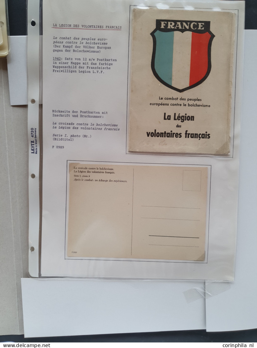 Cover collection of French SS Volunteer Legion propaganda cards (approx. 25 postcards) including La Légion des volontair