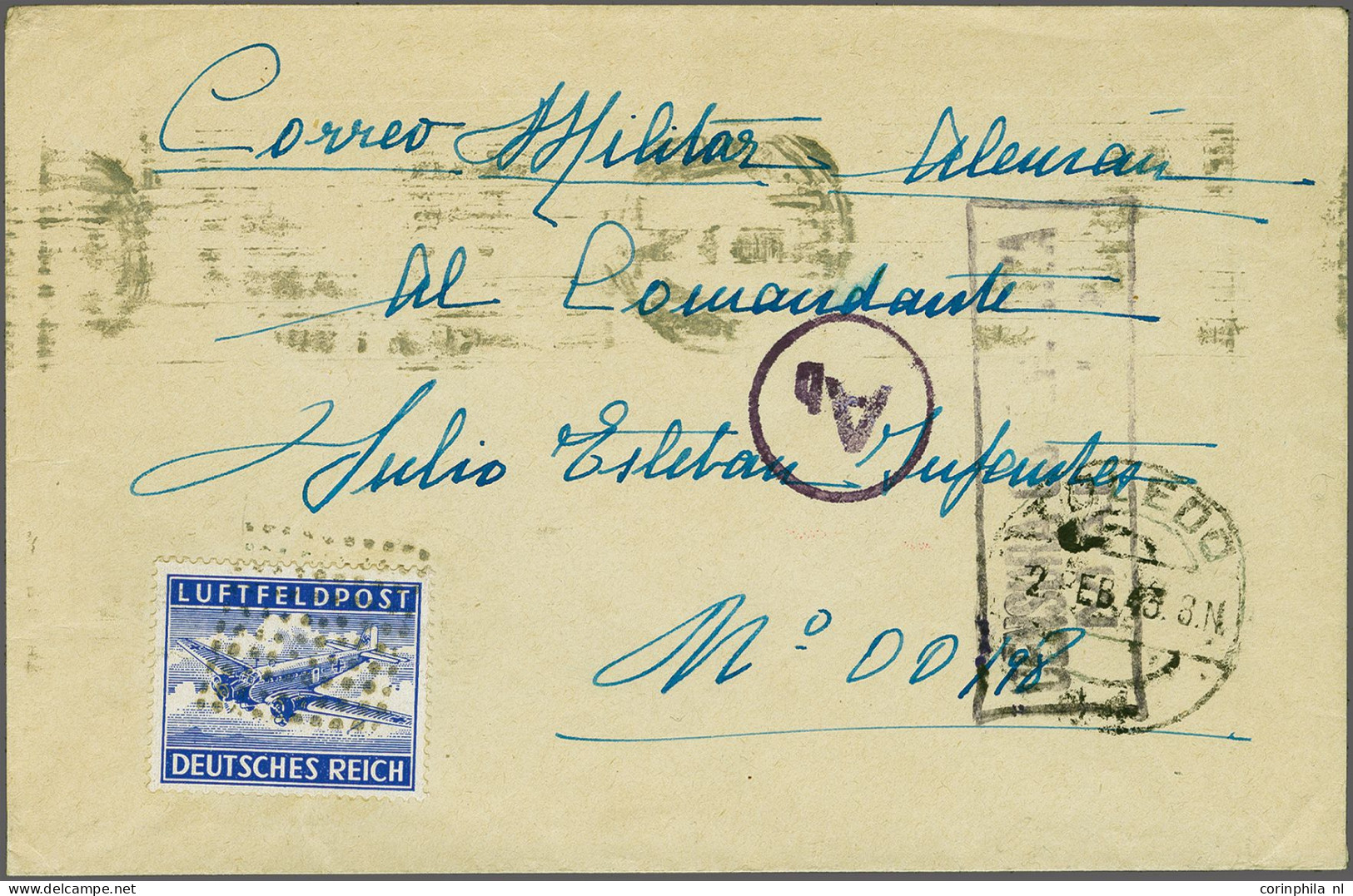 Cover Spanish Volunteer Legion (Spanish Blue Division), 38 Covers Including Airmail (Lupo), Spanish Lazarets In Köningsb - Sonstige & Ohne Zuordnung