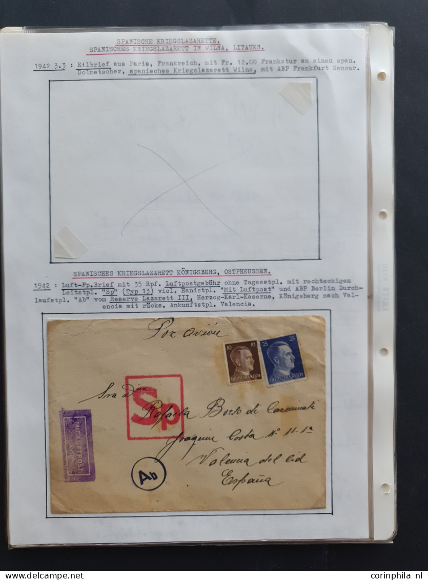 Cover Spanish Volunteer Legion (Spanish Blue Division), 38 Covers Including Airmail (Lupo), Spanish Lazarets In Köningsb - Autres & Non Classés