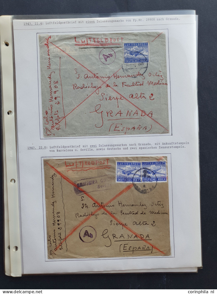 Cover Spanish Volunteer Legion (Spanish Blue Division), 38 covers including airmail (Lupo), Spanish lazarets in Köningsb