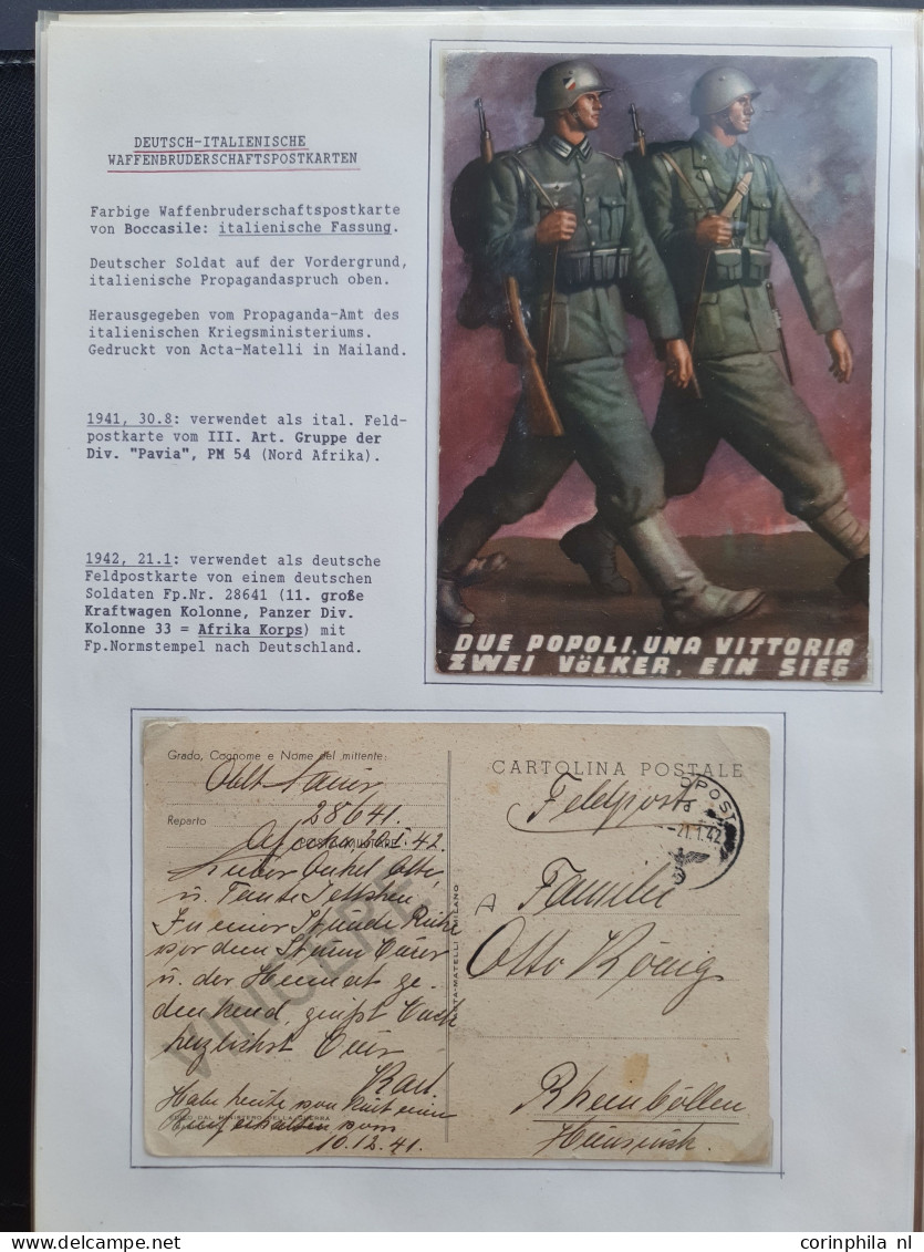 Cover collection of Spanish and Italian SS Volunteer Legion propaganda cards (approx.  100 postcards) including Voluntar