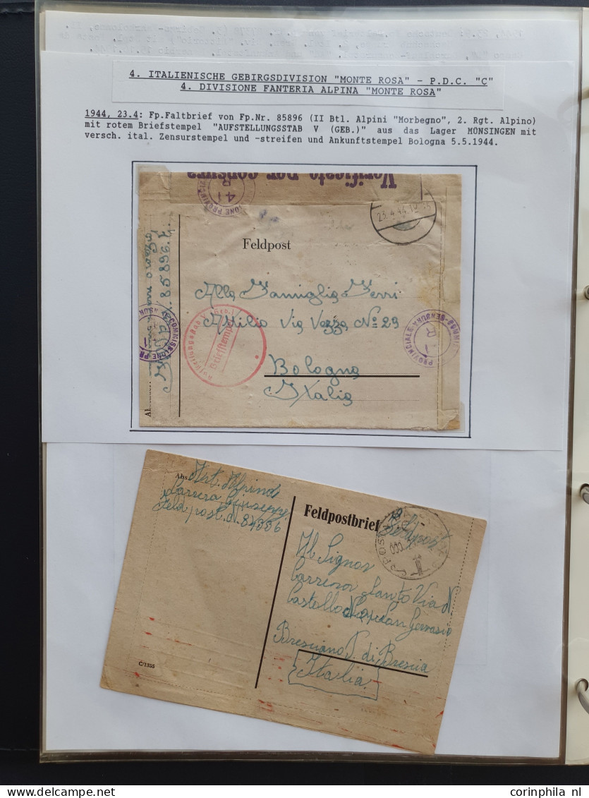 Cover Italian Volunteer Legion, approx. 60 covers including 1x Airmail (Lupo), change of fieldpost office card, Czech po