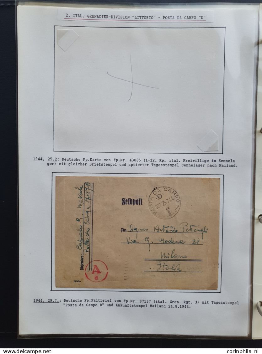 Cover Italian Volunteer Legion, approx. 60 covers including 1x Airmail (Lupo), change of fieldpost office card, Czech po