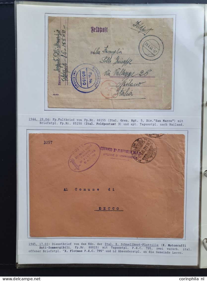 Cover Italian Volunteer Legion, approx. 60 covers including 1x Airmail (Lupo), change of fieldpost office card, Czech po