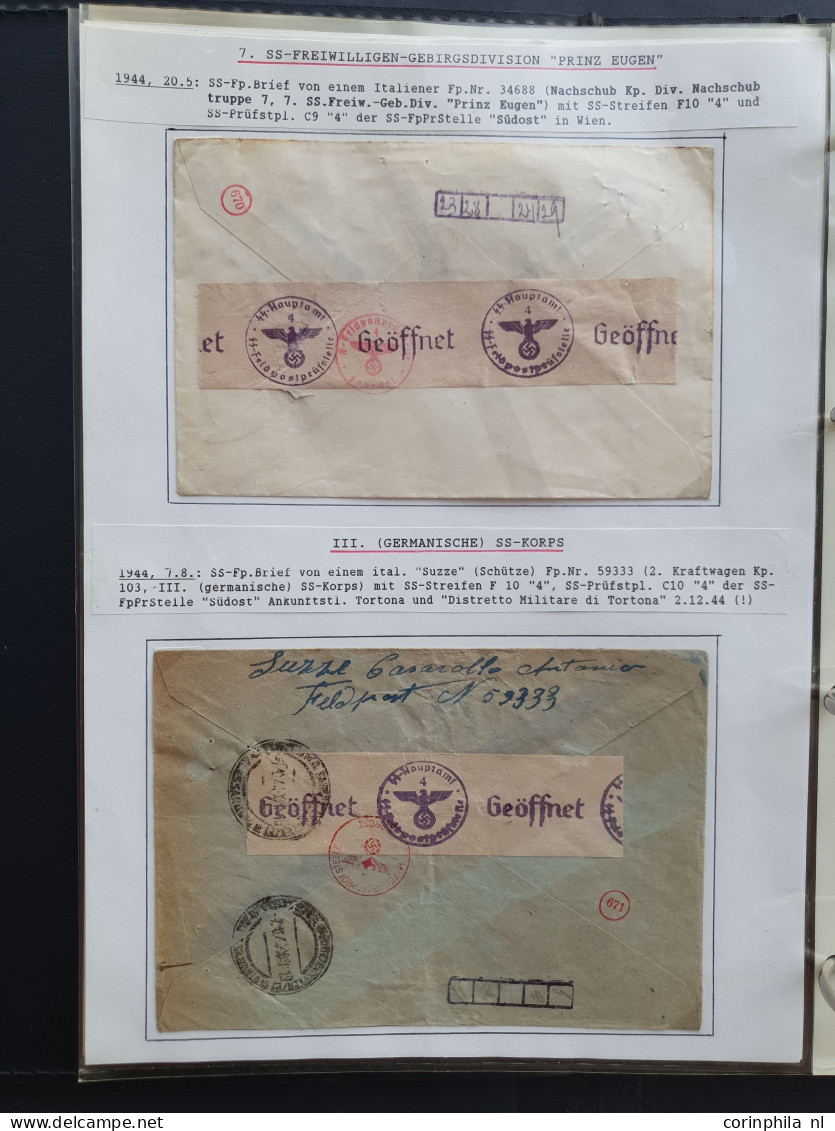 Cover Italian Volunteer Legion, approx. 60 covers including 1x Airmail (Lupo), change of fieldpost office card, Czech po