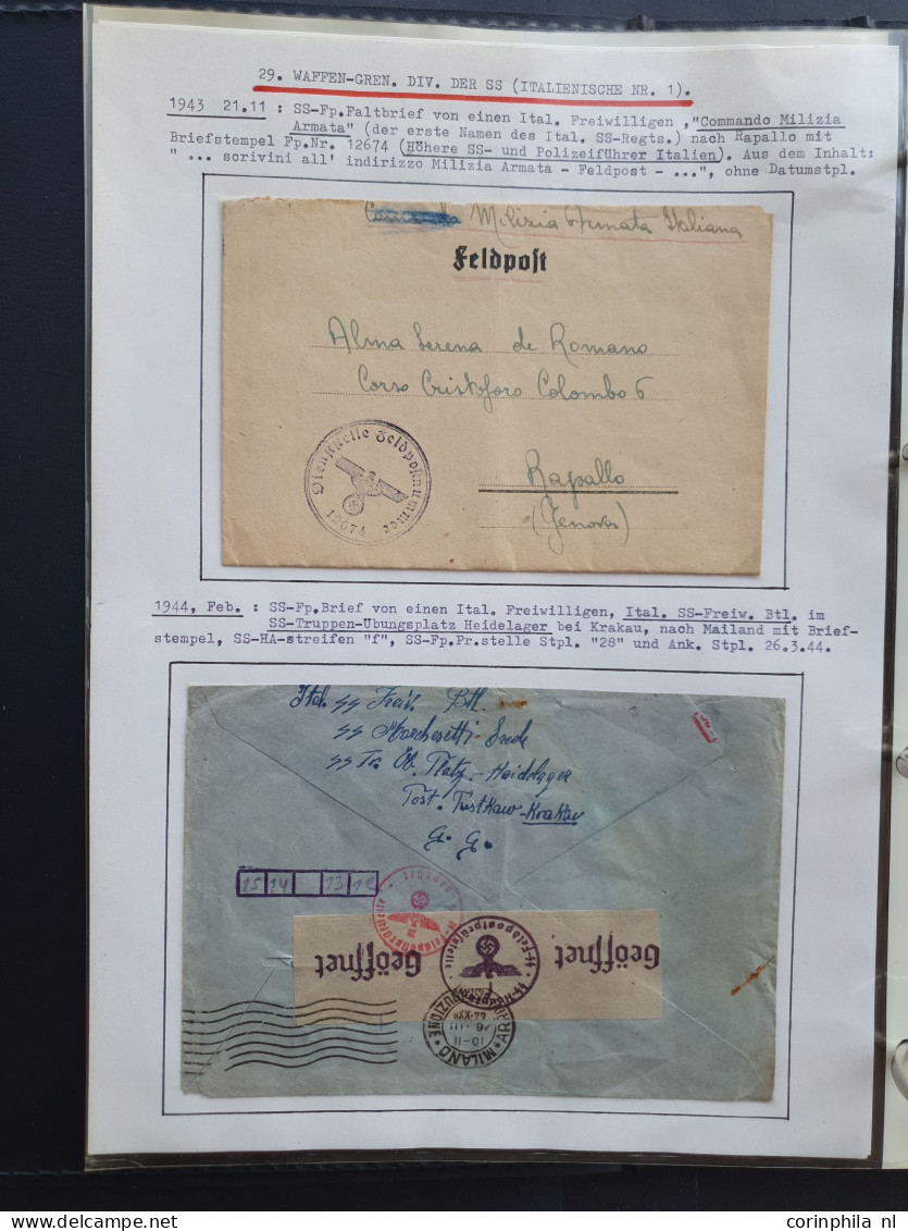 Cover Italian Volunteer Legion, approx. 60 covers including 1x Airmail (Lupo), change of fieldpost office card, Czech po