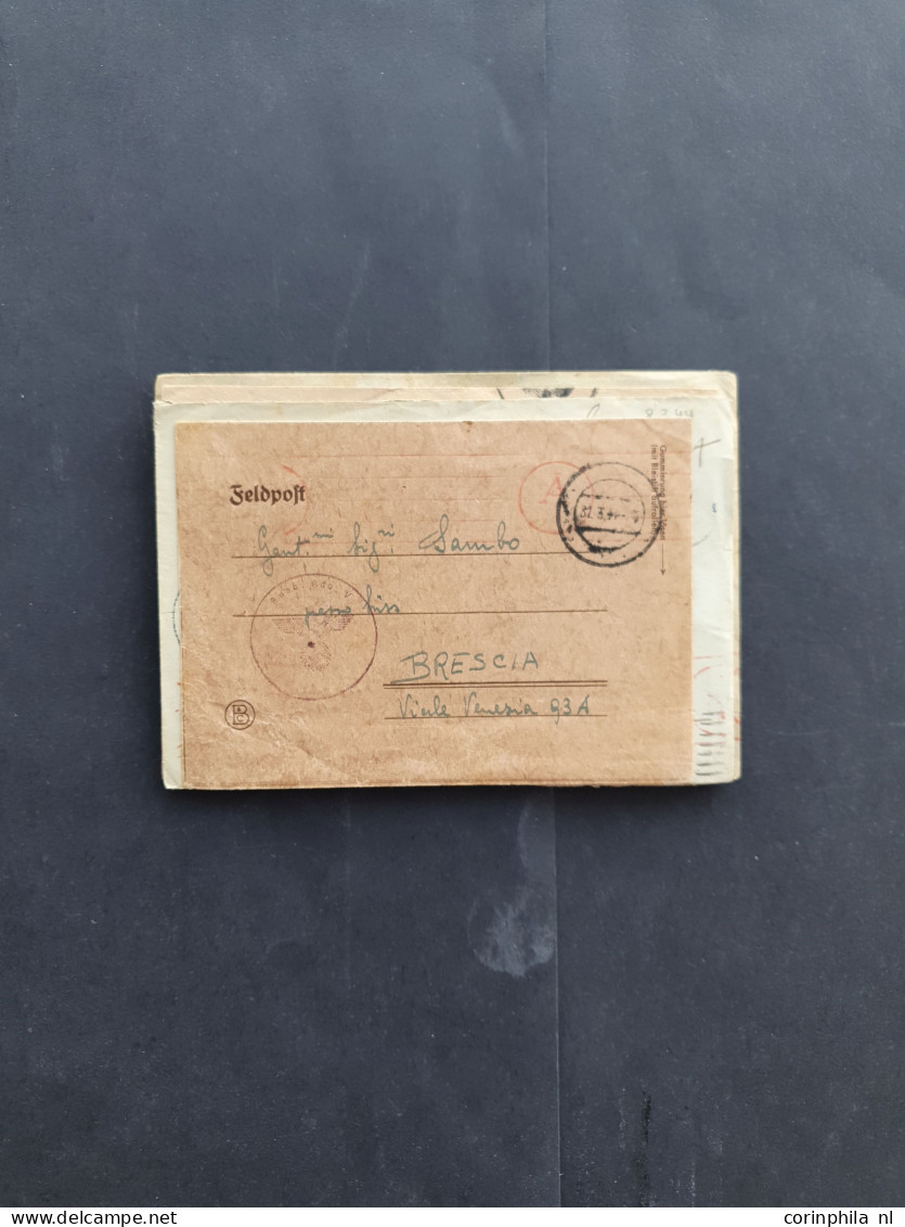 Cover Italian Volunteer Legion, approx. 60 covers including 1x Airmail (Lupo), change of fieldpost office card, Czech po