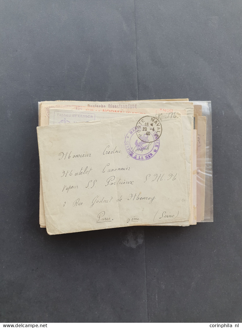 Cover approx. 120 covers/postcards mainly related to WWII including (SS-)fieldpost, from various countries (Norway, Latv