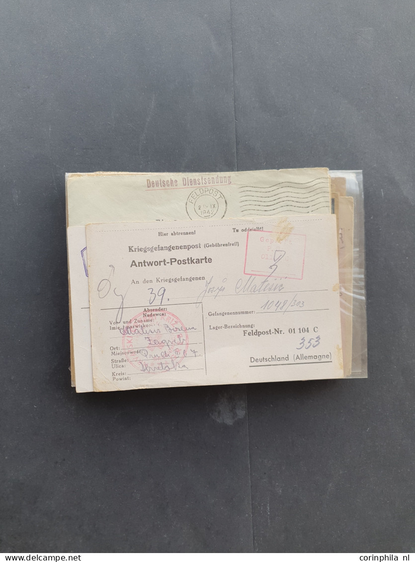 Cover approx. 120 covers/postcards mainly related to WWII including (SS-)fieldpost, from various countries (Norway, Latv