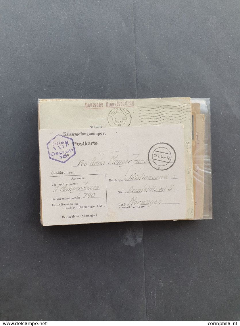 Cover approx. 120 covers/postcards mainly related to WWII including (SS-)fieldpost, from various countries (Norway, Latv