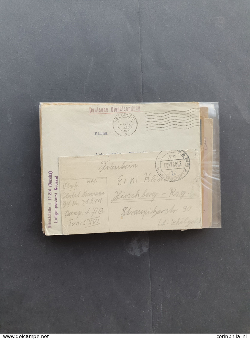 Cover approx. 120 covers/postcards mainly related to WWII including (SS-)fieldpost, from various countries (Norway, Latv