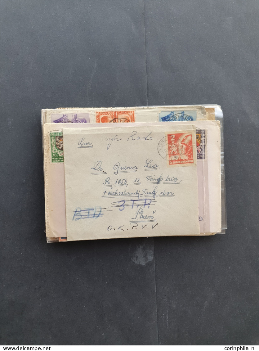 Cover approx. 120 covers/postcards mainly related to WWII including (SS-)fieldpost, from various countries (Norway, Latv