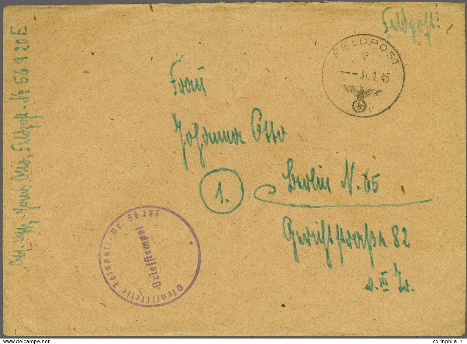 Cover Free Arabian Legion (German-Arab Battalion 845), 1945 Cover From Fieldpost Office 56920E To Berlin, Fine/very Fine - Other & Unclassified