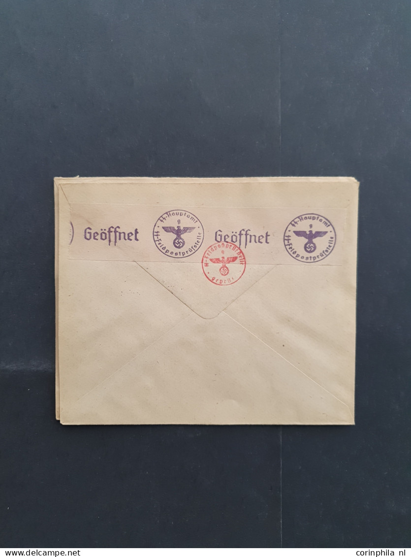 Cover , Block Flemish Legion, 50F in sheetlets of 4 on 4 philatelic covers (dated 4-8-1944) to the same fieldpost office