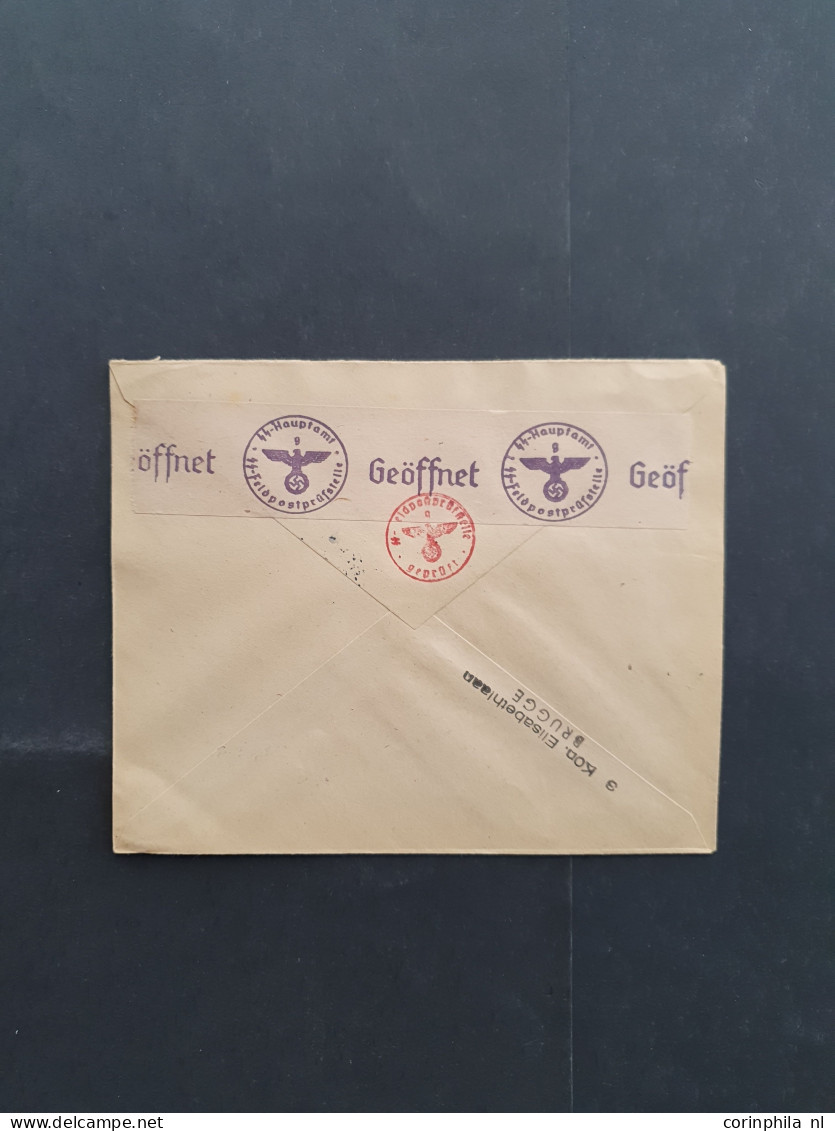 Cover , Block Flemish Legion, 50F in sheetlets of 4 on 4 philatelic covers (dated 4-8-1944) to the same fieldpost office