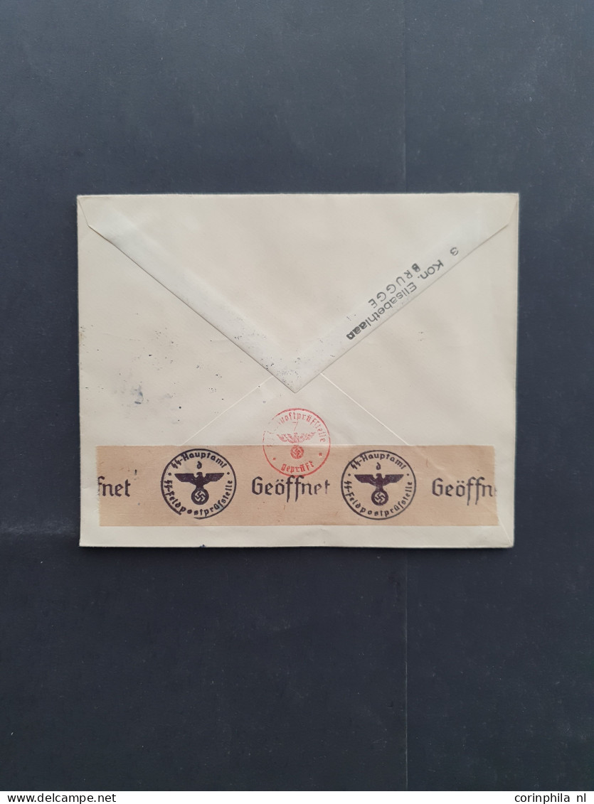 Cover , Block Flemish Legion, 50F in sheetlets of 4 on 4 philatelic covers (dated 9-5-1944) to different SS fieldpost of