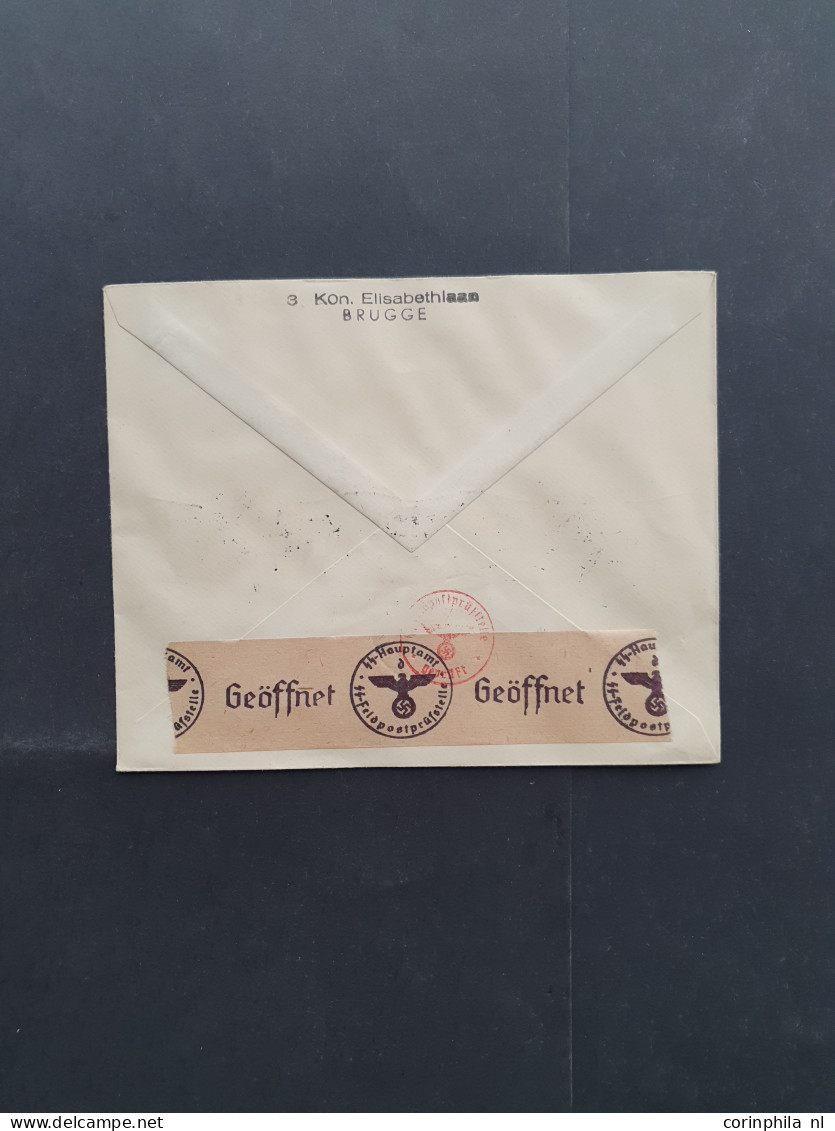 Cover , Block Flemish Legion, 50F in sheetlets of 4 on 4 philatelic covers (dated 9-5-1944) to different SS fieldpost of