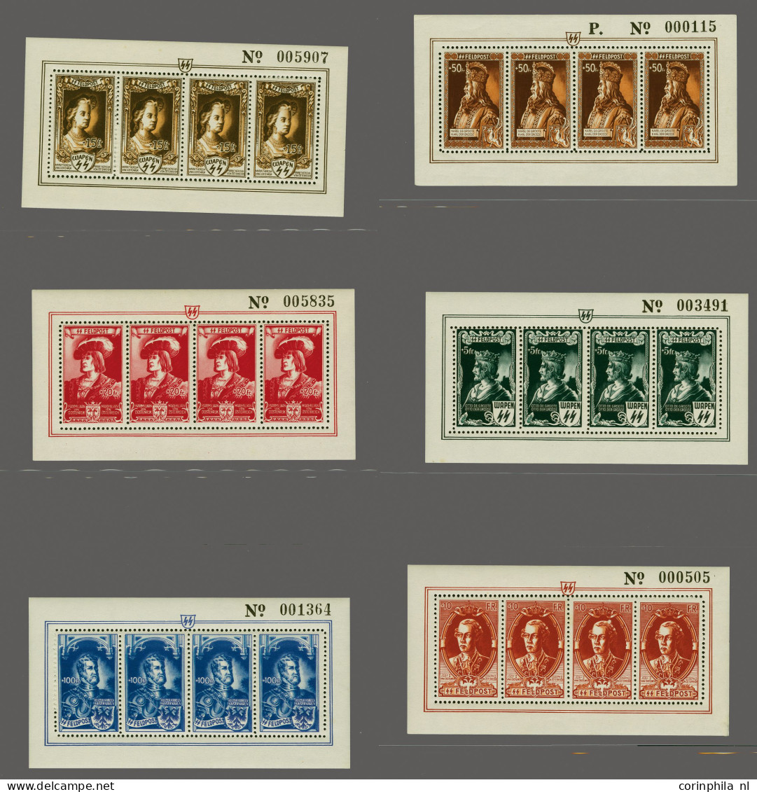 Unmounted Mint German Emperors, 5-100F In 6 Sheetlets Of 4 All With Number, Fine/very Fine, Cat.v. 1100 - Erinnophilie [E]