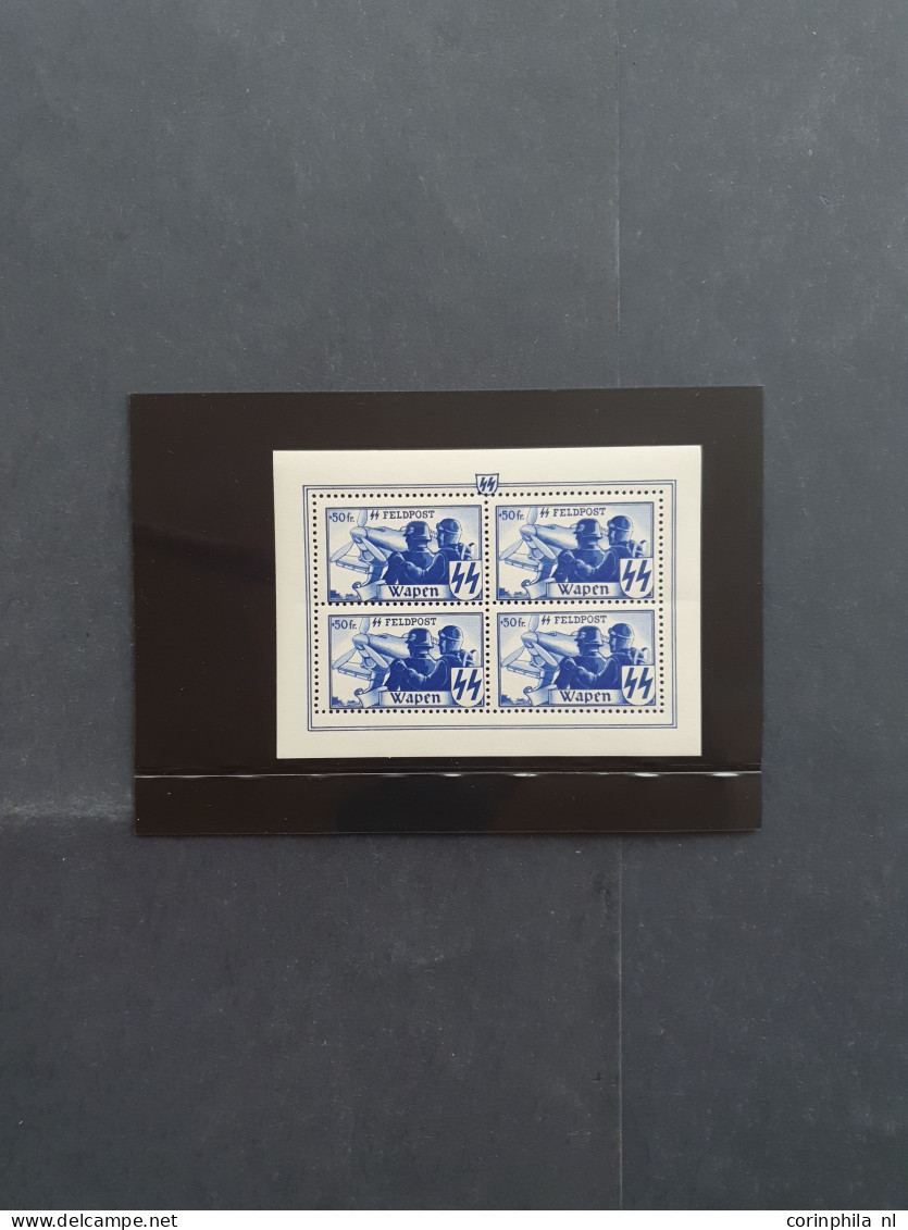 Unmounted mint , Block Waffen-SS, 10-100F in perforated sheetlets of 4, cat.v. 4500