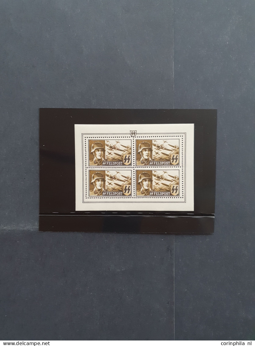 Unmounted mint , Block Waffen-SS, 10-100F in perforated sheetlets of 4, cat.v. 4500