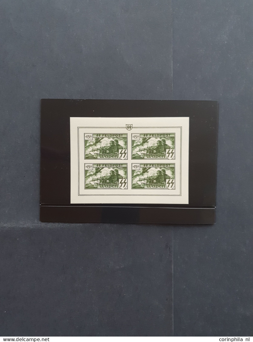 Unmounted Mint , Block Waffen-SS, 10-100F In Imperforate Sheetlets Of 4, 50F With Variety Partly With Horizontal Perfora - Erinnophilia [E]