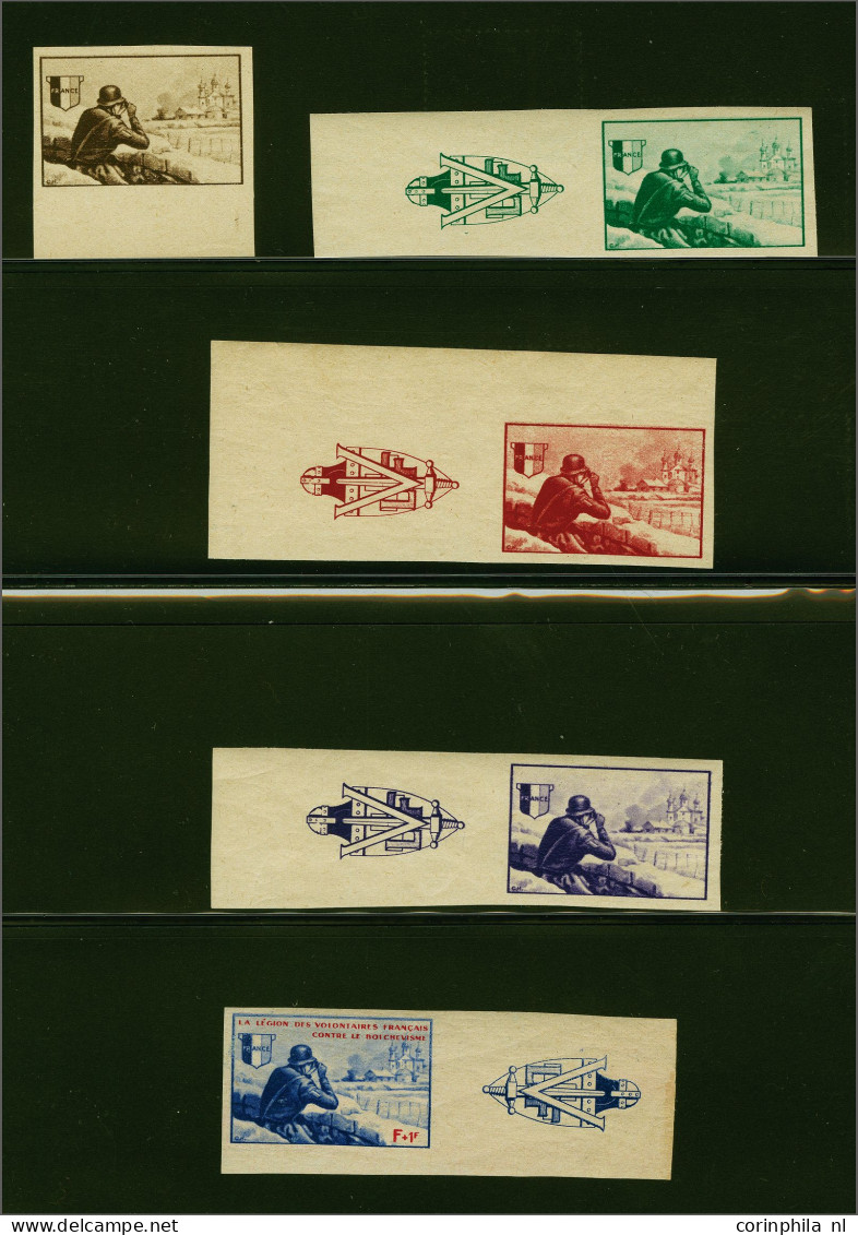 Without Gum , Mounted Mint , Unmounted Mint 1942, Légion Des Volontaires (L.V.F.) Borodino, 5 Imperforate Colour Proofs - Guerre (timbres De)