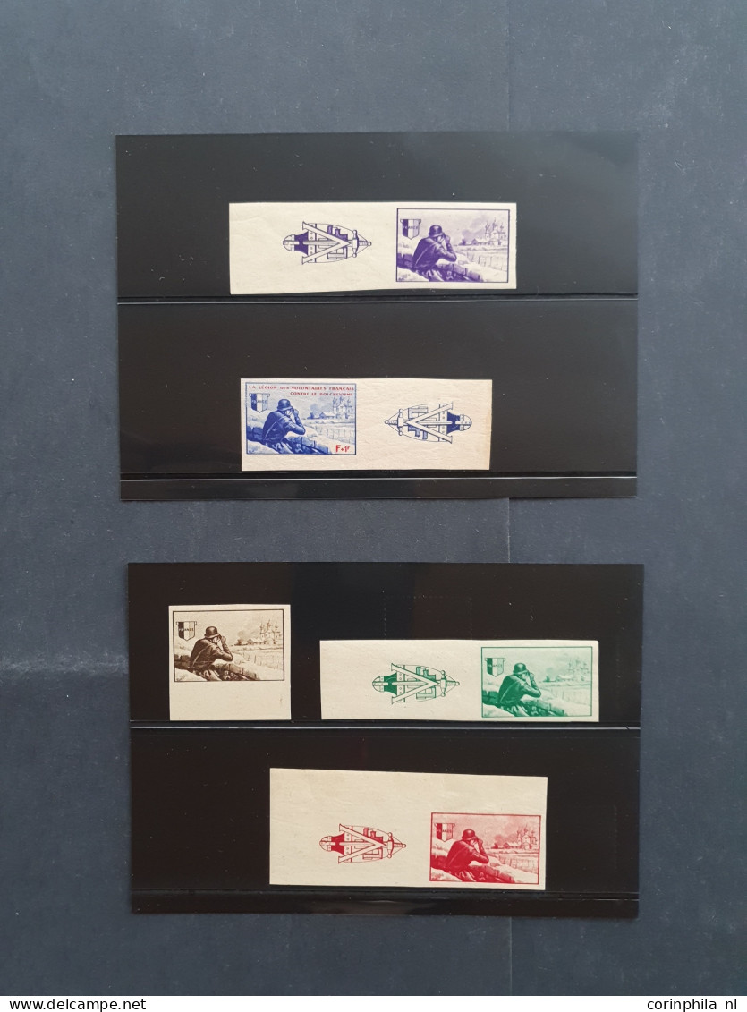 Without Gum , Mounted Mint , Unmounted Mint 1942, Légion Des Volontaires (L.V.F.) Borodino, 5 Imperforate Colour Proofs - Guerre (timbres De)