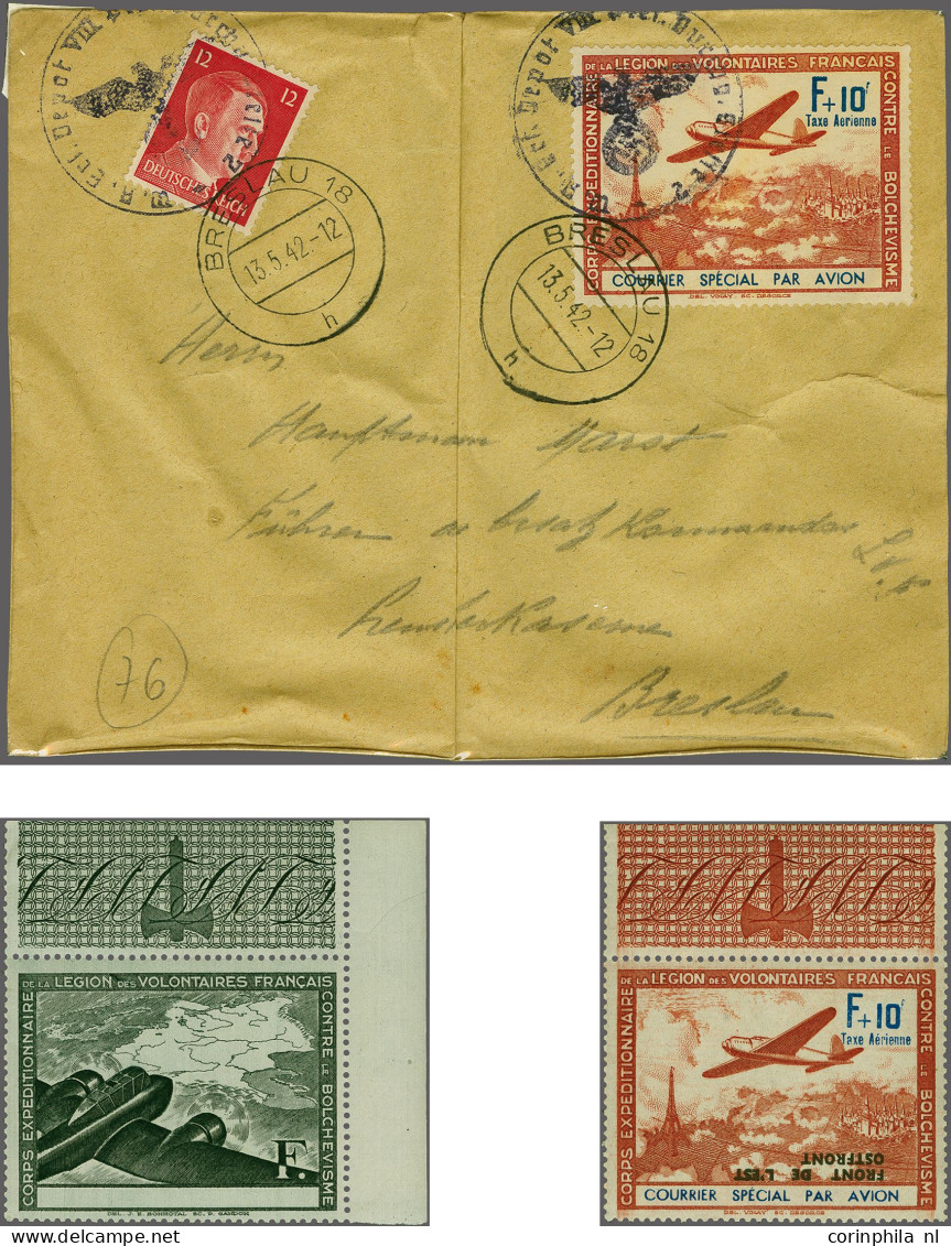 Cover , Airmail Légion Tricolore, Legion Of French Volunteers Against Bolshevism 1941 Polar Bear Block, 1941/1942 Airmai - Sellos De Guerra