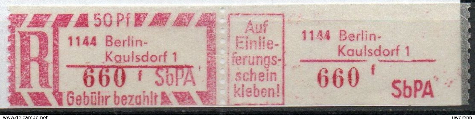 DDR Einschreibemarke Berlin-Kaulsdorf SbPA Postfrisch, EM2F-1144-1f Zh - Aangetekende Etiketten