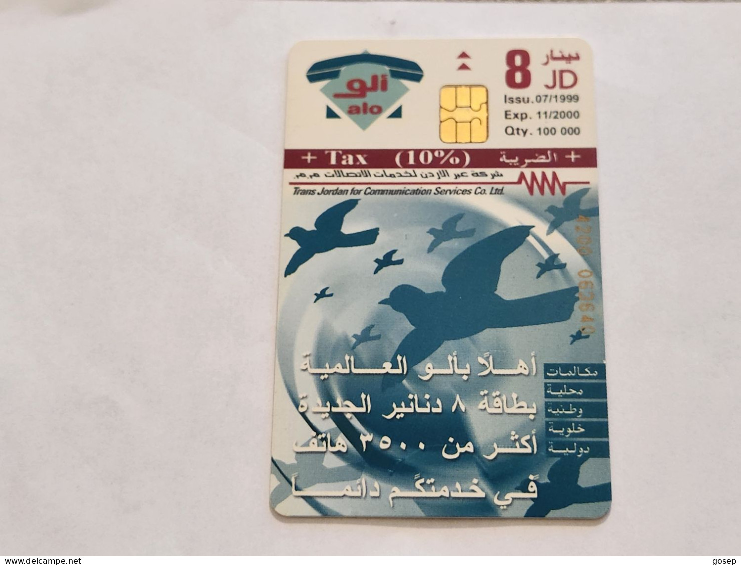 JORDAN-(JO-ALO-0052B)-Welcome To Alo-(173)-(4200-063640)-(8JD)-(11/2000)-used Card+1card Prepiad Free - Jordania