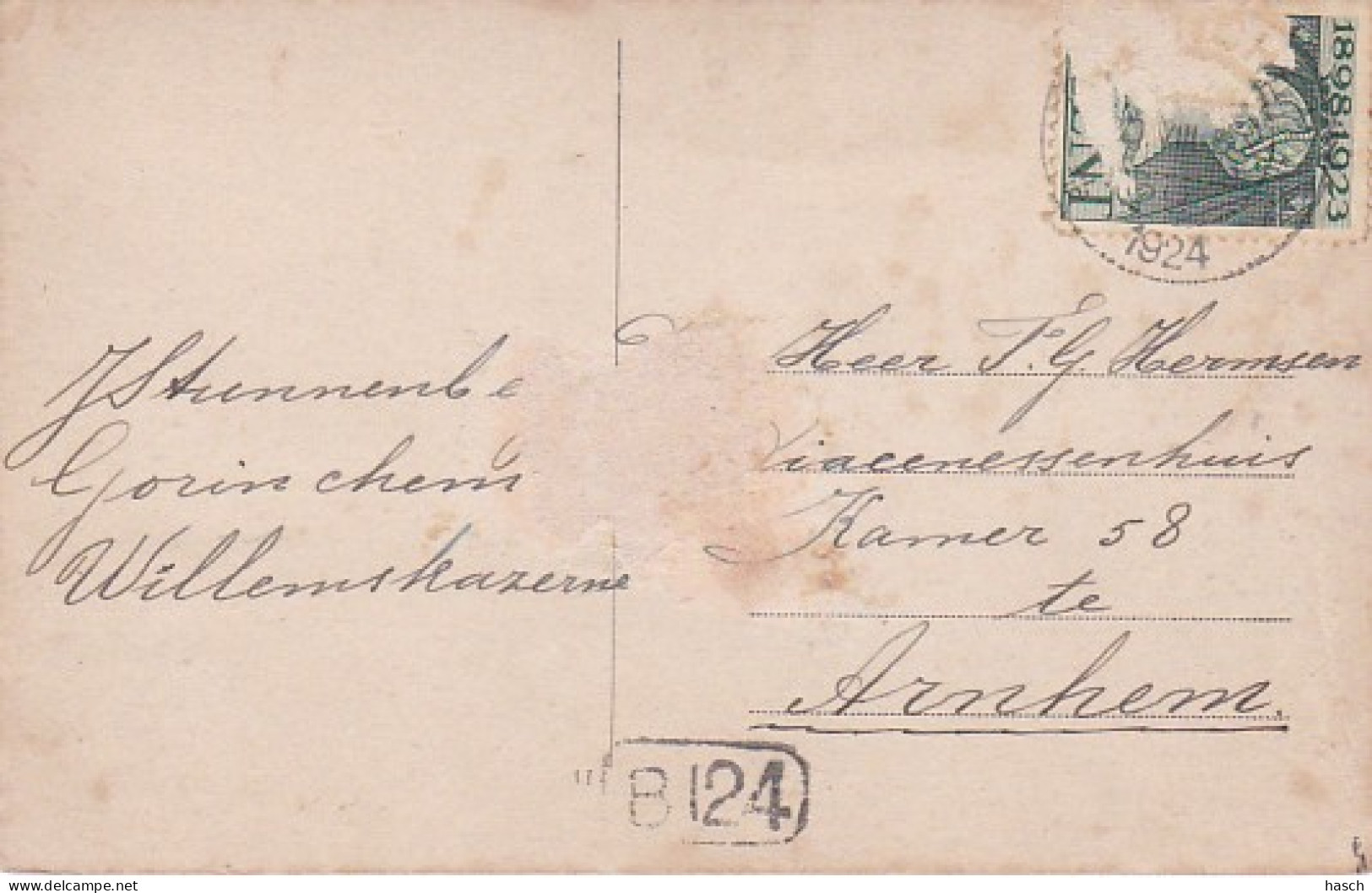 260682Goringhem, Willemskazerne (poststempel 1924)(linkerkant Een Vouw Zie Achterkant) - Gorinchem