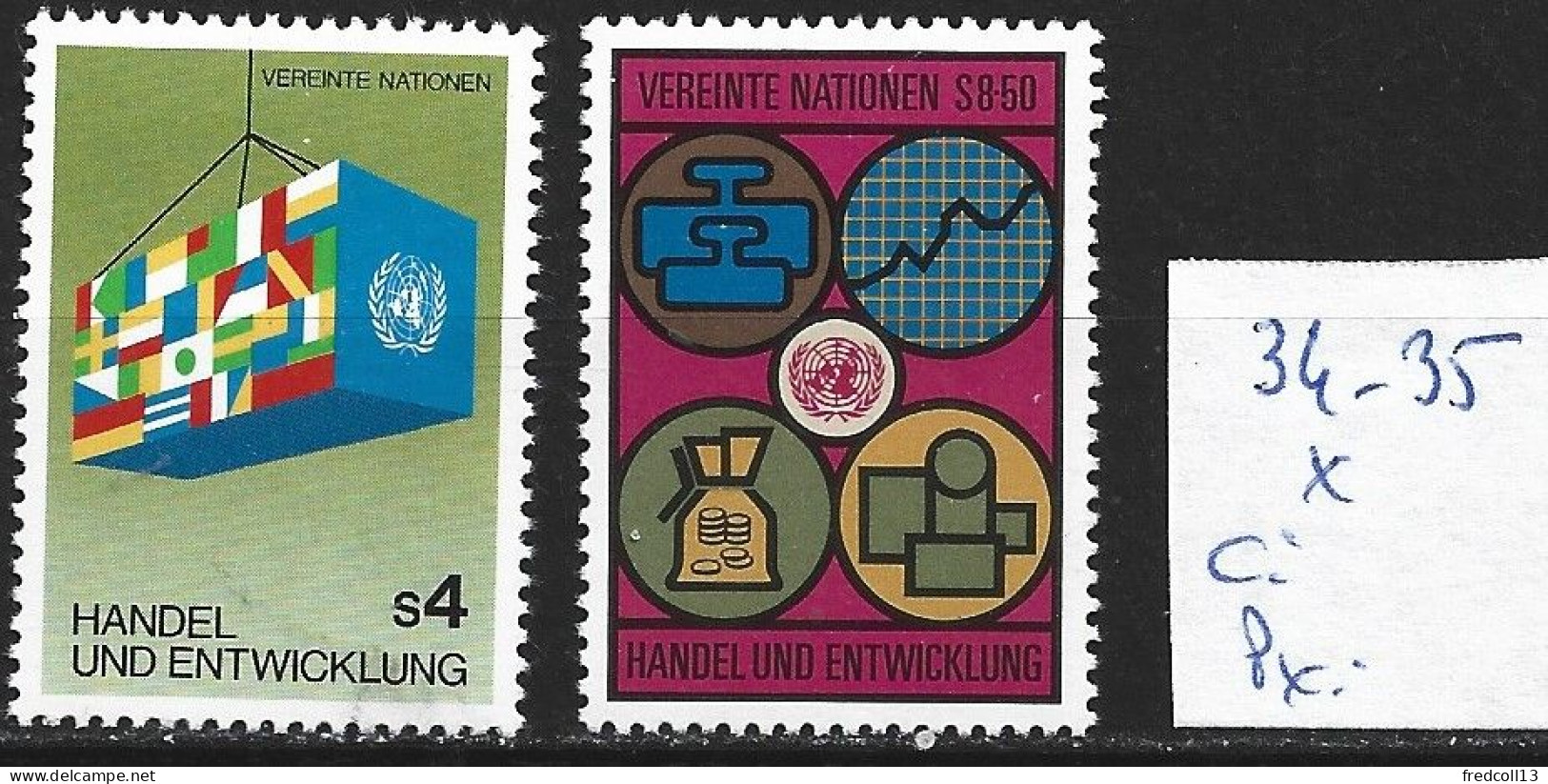 NATIONS UNIES OFFICE DE VIENNE 34-35 *  Côte 3.50 € - Neufs