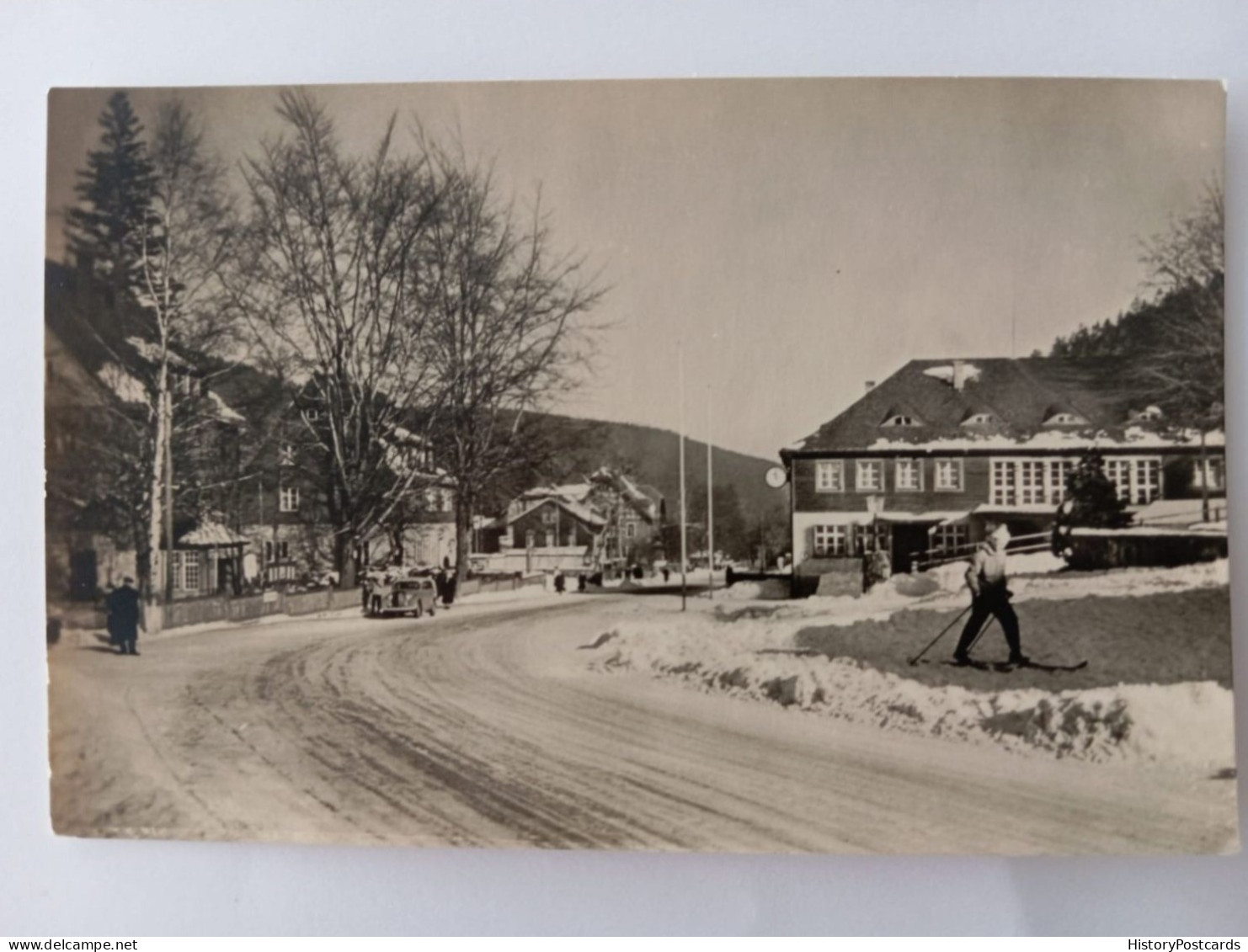 Kipsdorf (Osterzgeb.), Bahnhofplatz U. Postamt, Winter, 1959 - Kipsdorf