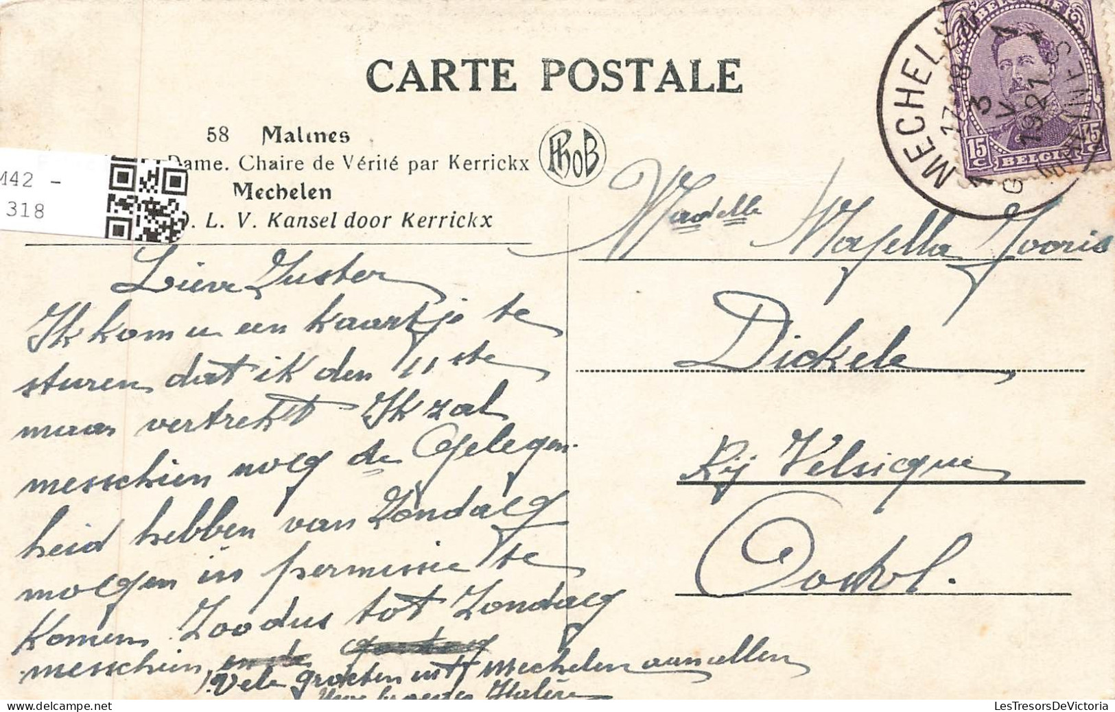 BELGIQUE - Malines - Notre Dame - Chaire De Vérité Par Kerrickx - Carte Postale Ancienne - Malines