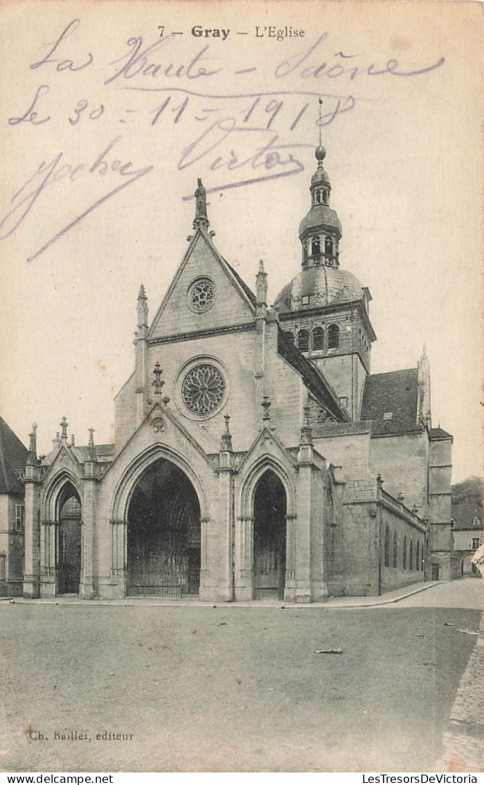 FRANCE - Gray - Vue Générale Devant L'entrée D'une église - Carte Postale Ancienne - Gray