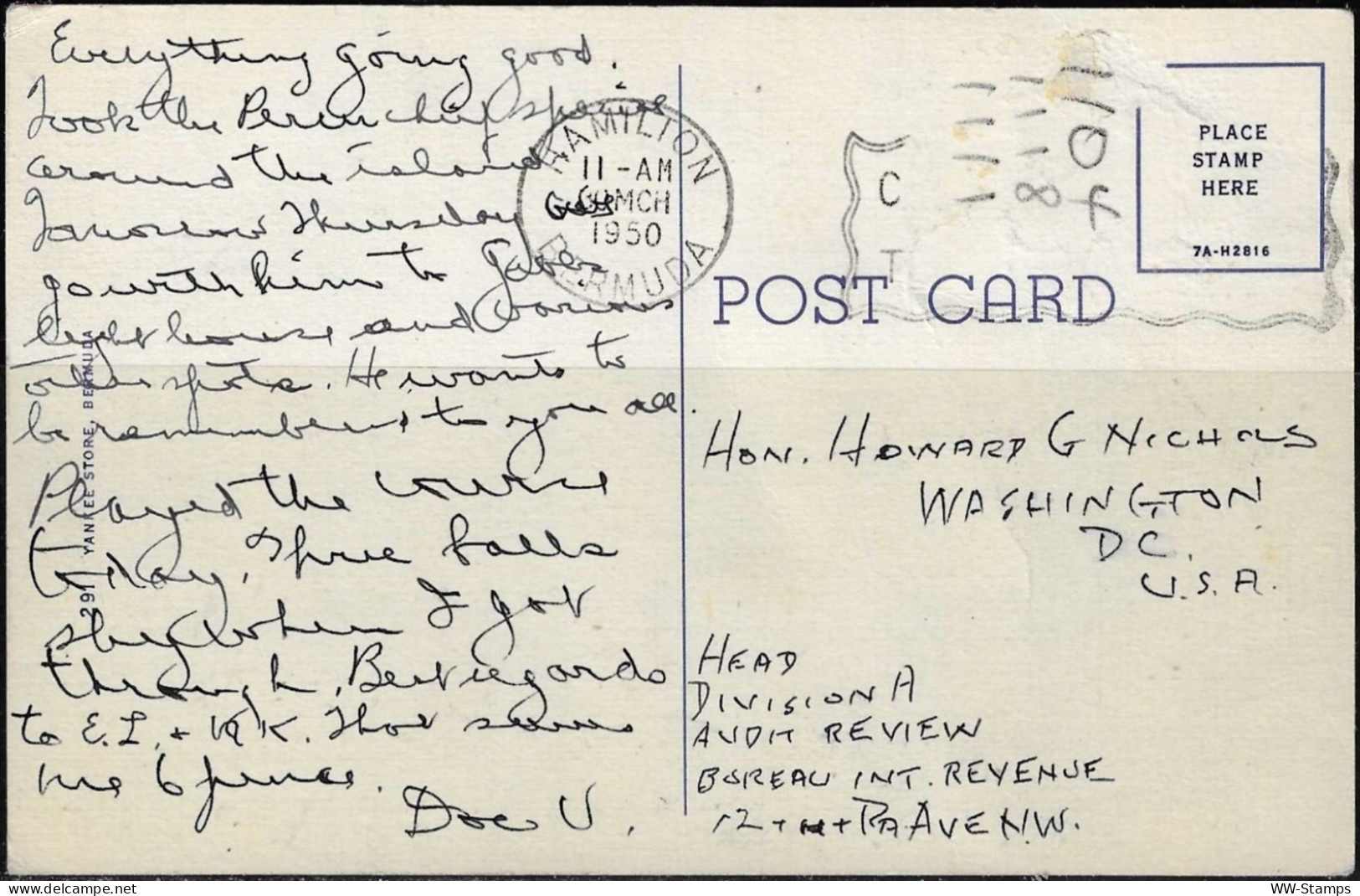 Postcard Belmont  Manor Bermuda [WLT1915] - Bermudes