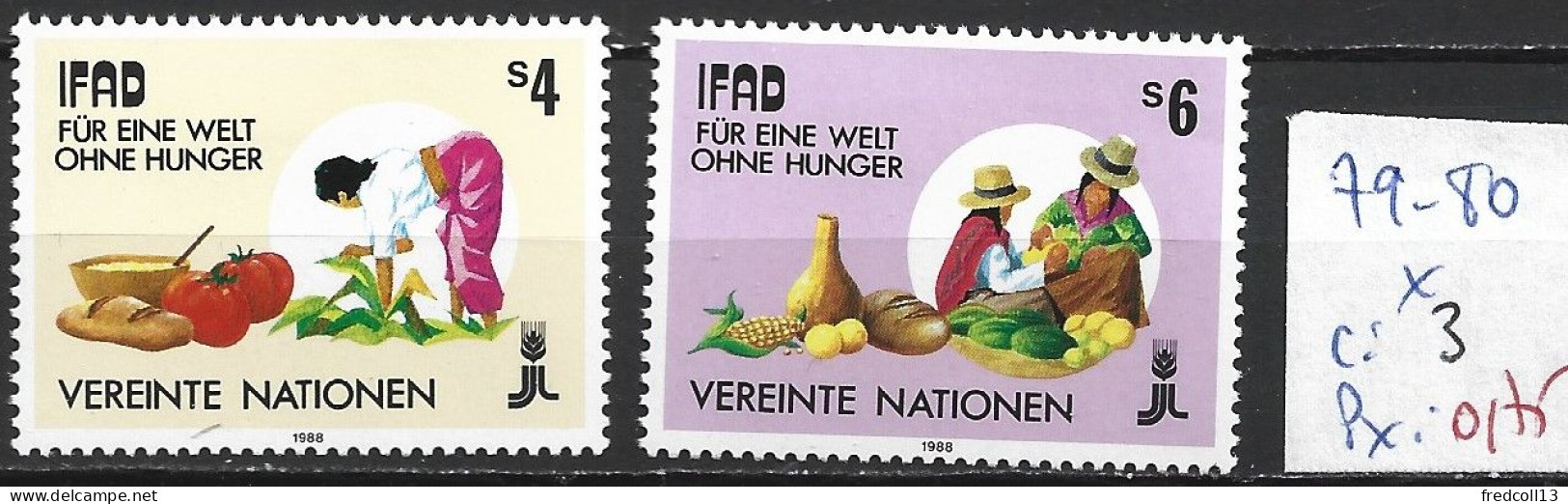 NATIONS UNIES OFFICE DE VIENNE 79-80 * Côte 3 € - Unused Stamps