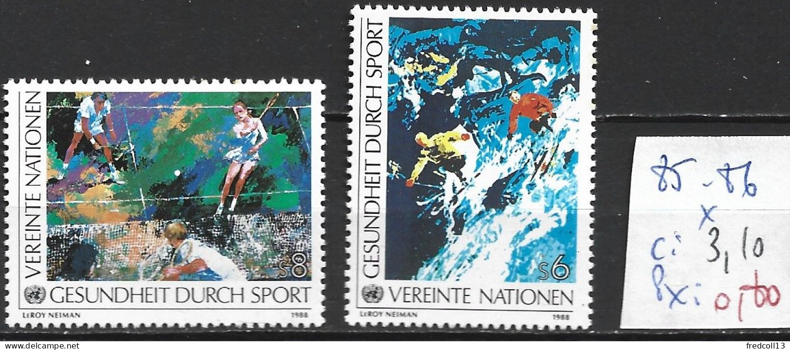 NATIONS UNIES OFFICE DE VIENNE 85-86 * Côte 3.10 € - Unused Stamps